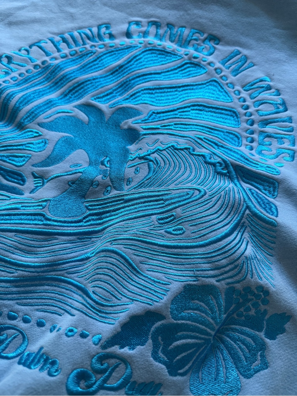 “Everything Comes in Waves” Hoodie in Blue - Picture 5 of 7
